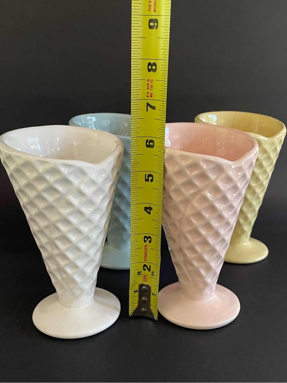 Set of 4 Handcrafted Portuguese Ceramic Ice Cream Waffle Cones - Picture 10 of 14